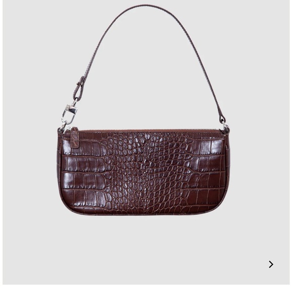 BY FAR Dark Brown Crocodile-Embossed Shoulder Bag - Picture 5 of 5
